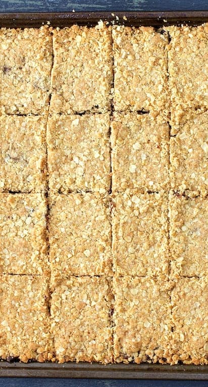 Photo of Healthier Date Bars cut into pieces.