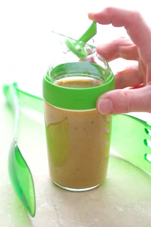 Photo of dressing in container ready to be poured.