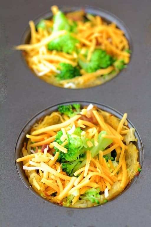 Photo of filling in squash nests before baking.