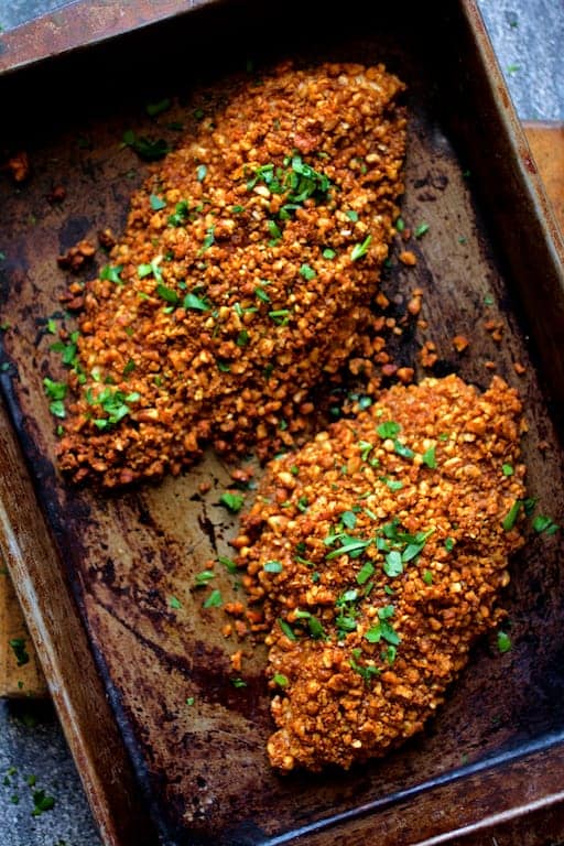 Photo of catfish fillets in baking pan after being baked.