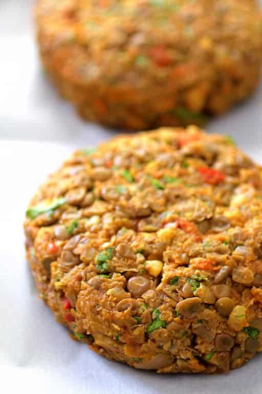 Photo of lentil and walnut burgers before being cooked.