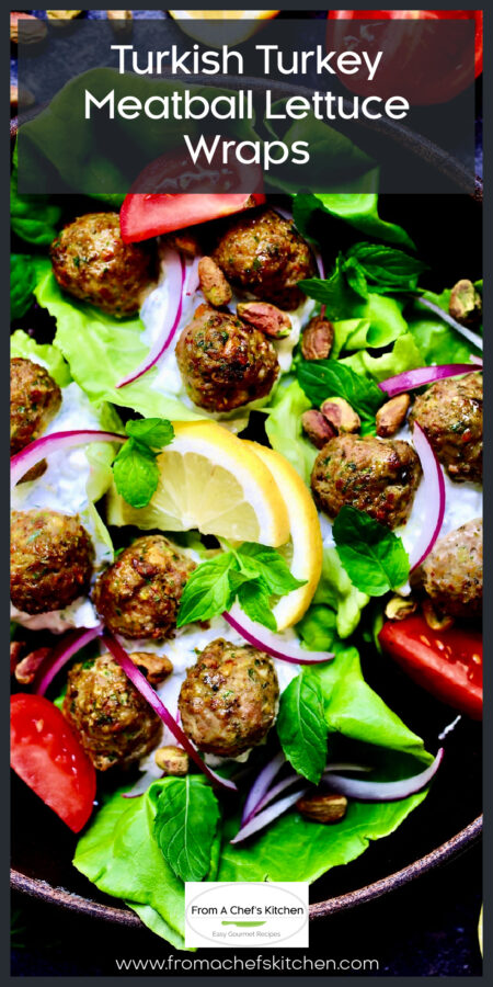 Turkish Turkey Meatballs on black plate.