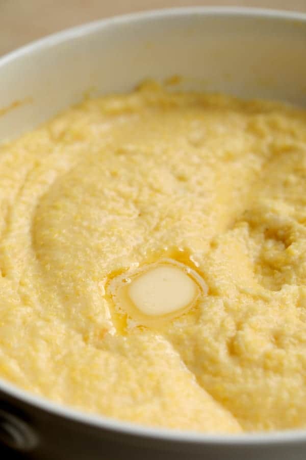 Photo of polenta with melting butter.