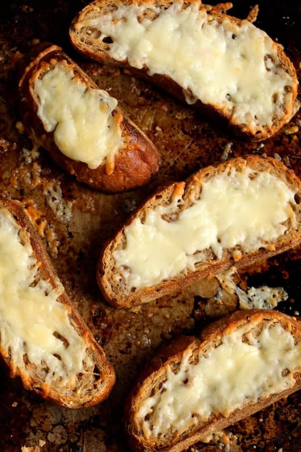 Photo of five pieces of Manchego Toast.