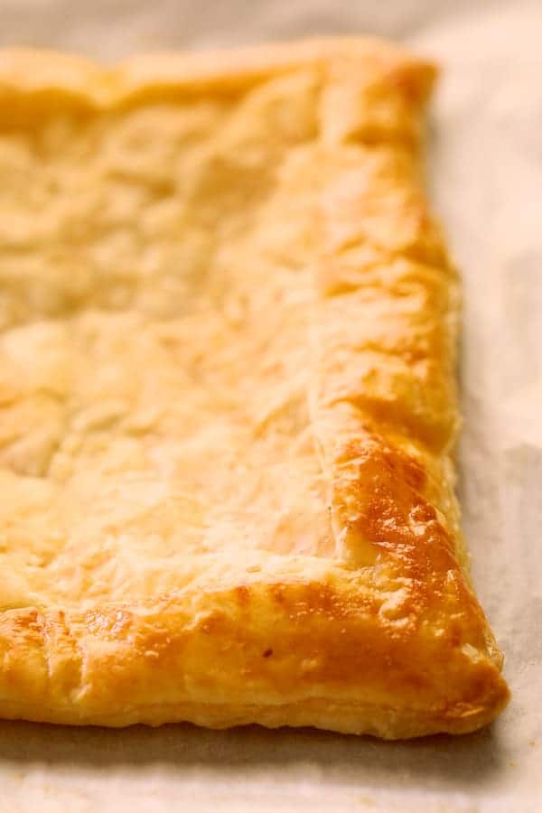 Photo of puff pastry crust after baking.