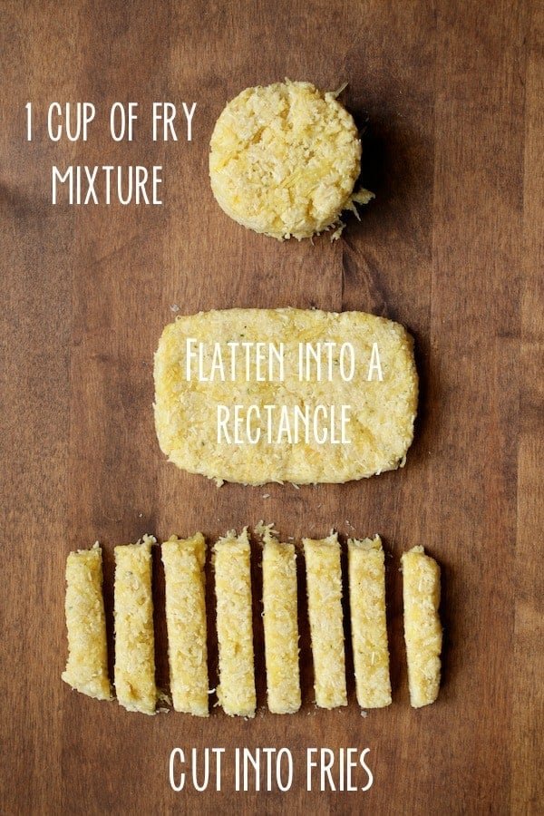 Photo showing steps to form Spaghetti Squash Fries.