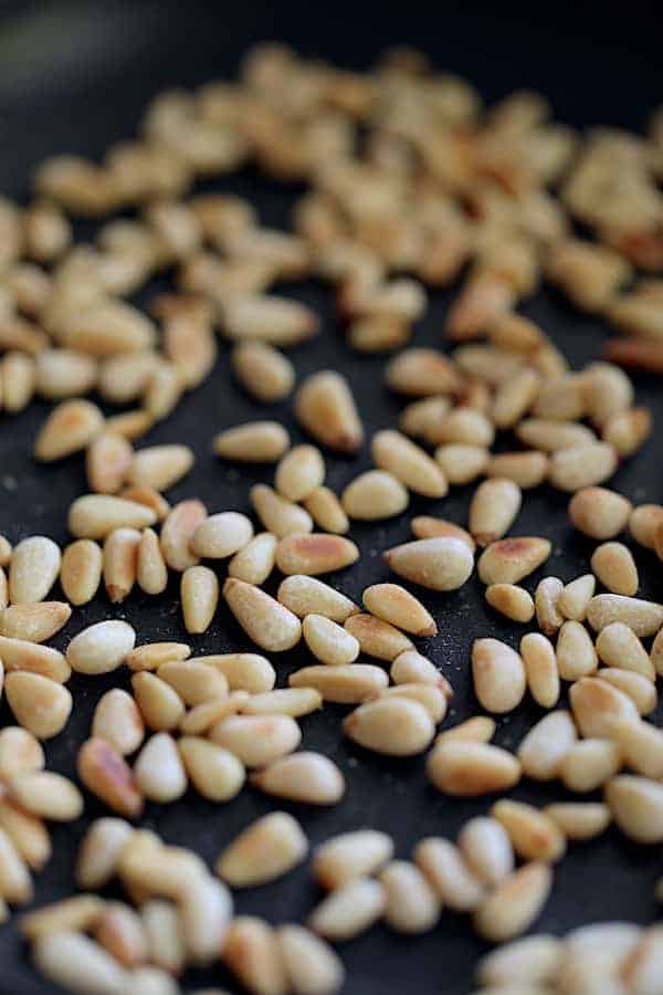Photo of toasted pine nuts.