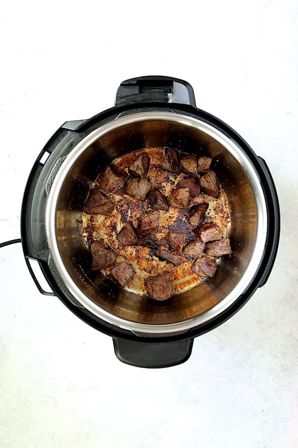 Photo of beef being browned in Fissler Multi Pot.