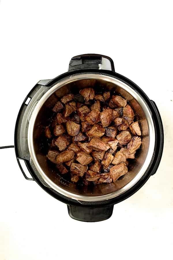 Photo of all the beef browned in the Fissler Multi Pot.