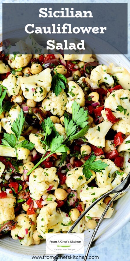 Pinterest graphic for Sicilian Cauliflower Salad.