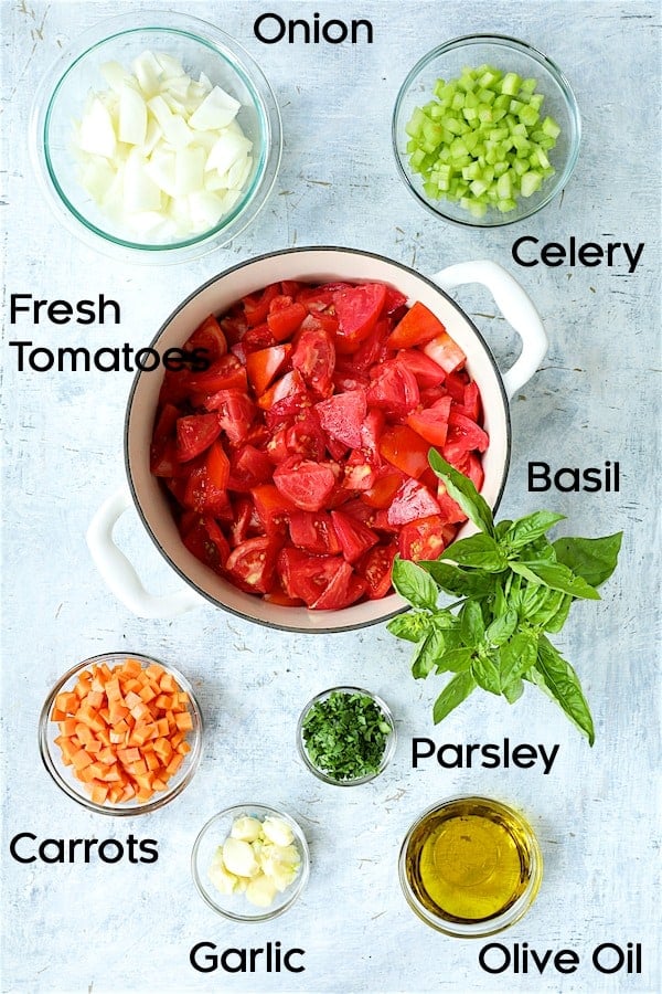 Photo of ingredients for Basic Fresh Tomato Sauce (Parma Style).