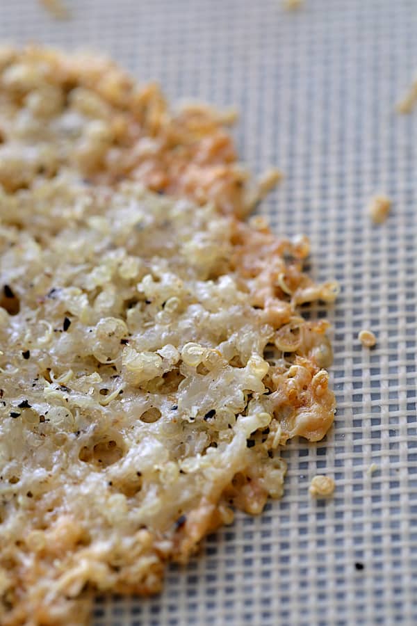 Close-up photo of Quinoa Parmesan Crisp.