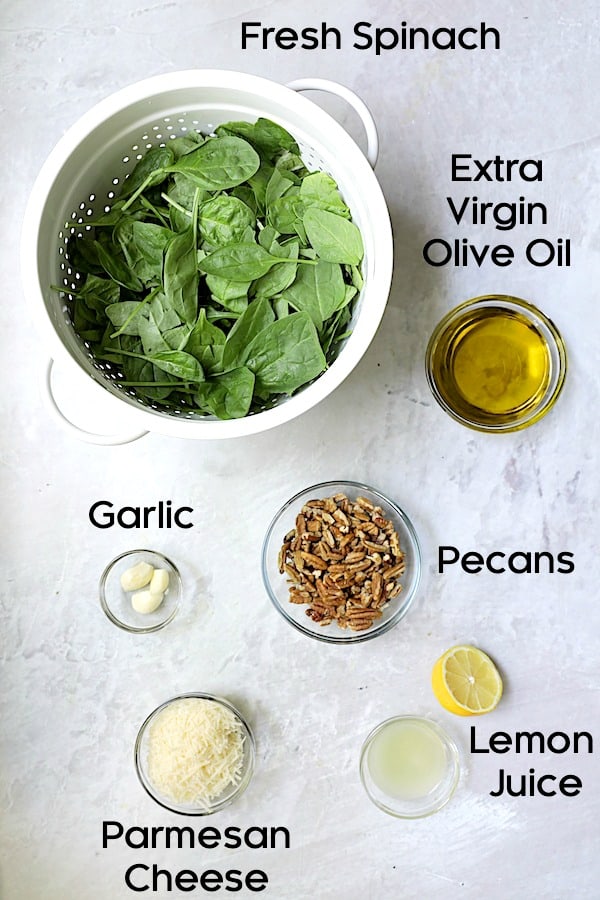 Photo of ingredients for Spinach Pecan Pesto.