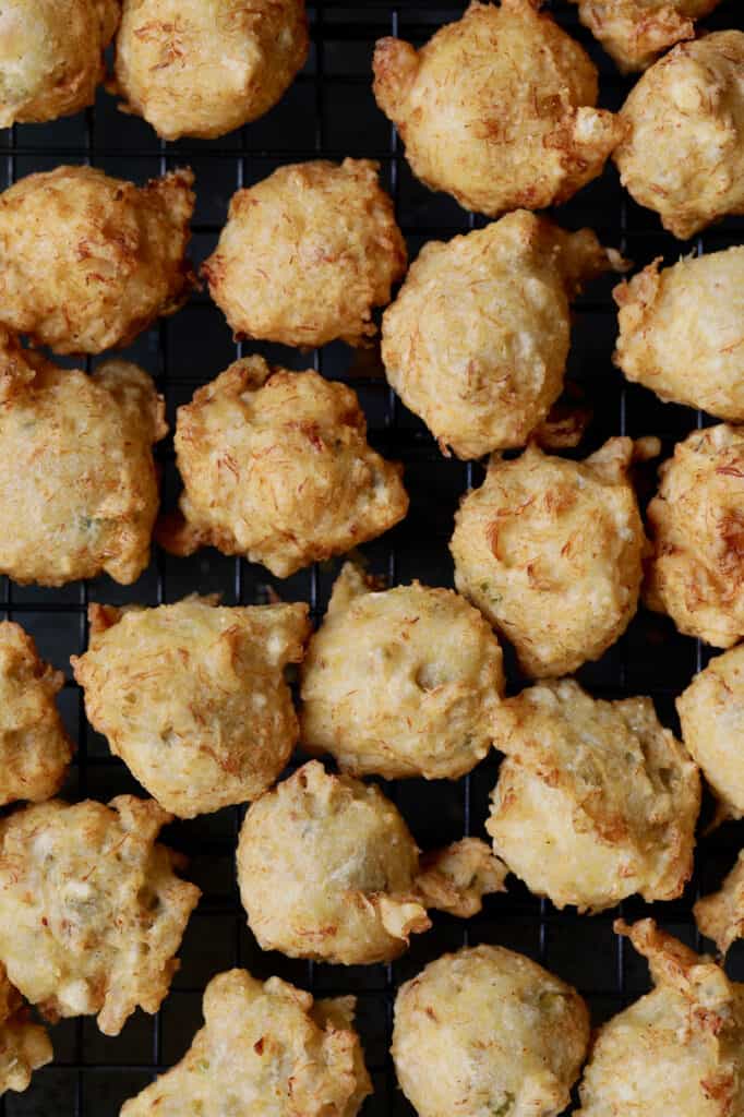 Close-up photo of fried beignets.