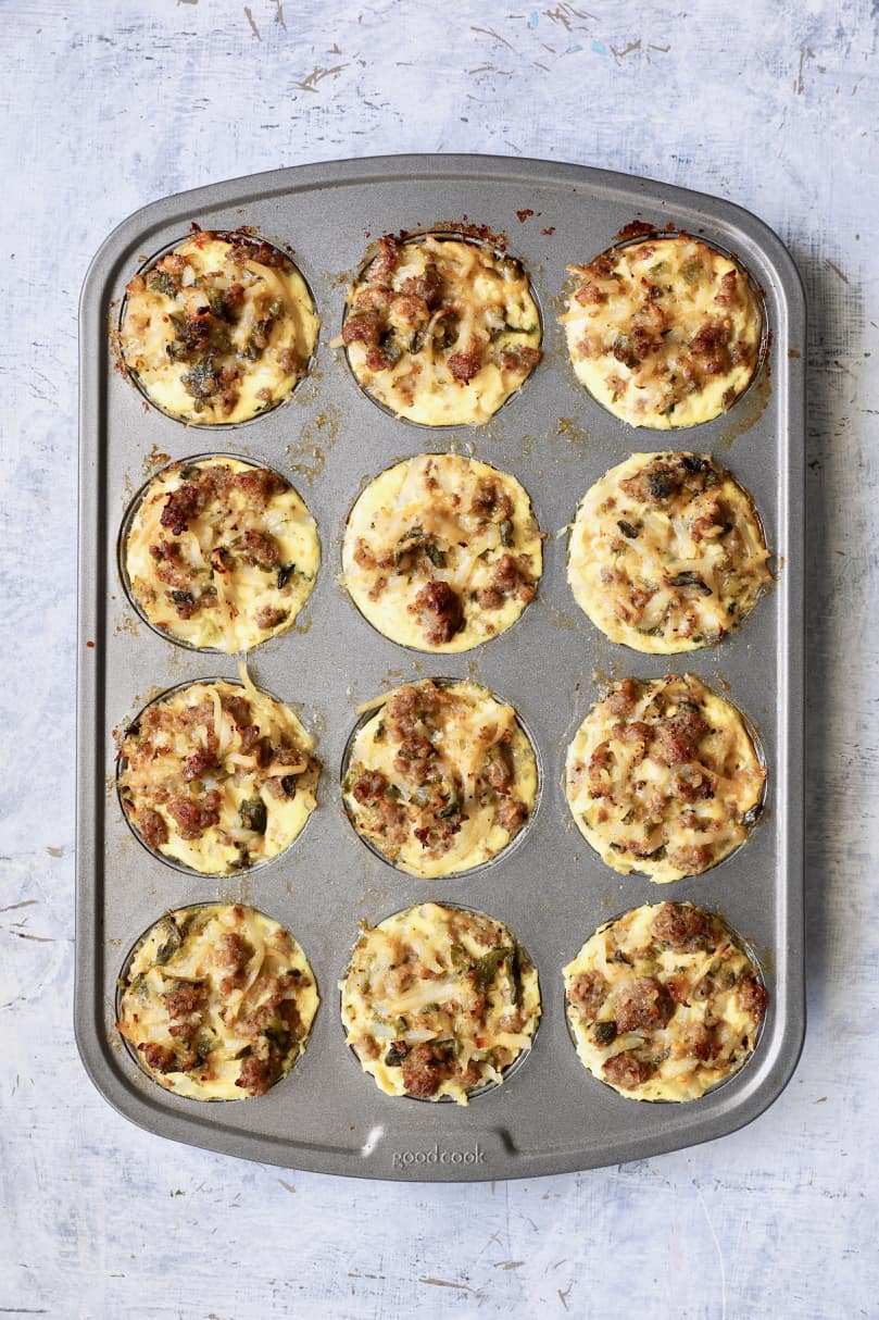 Photo of muffins in pan after being baked.