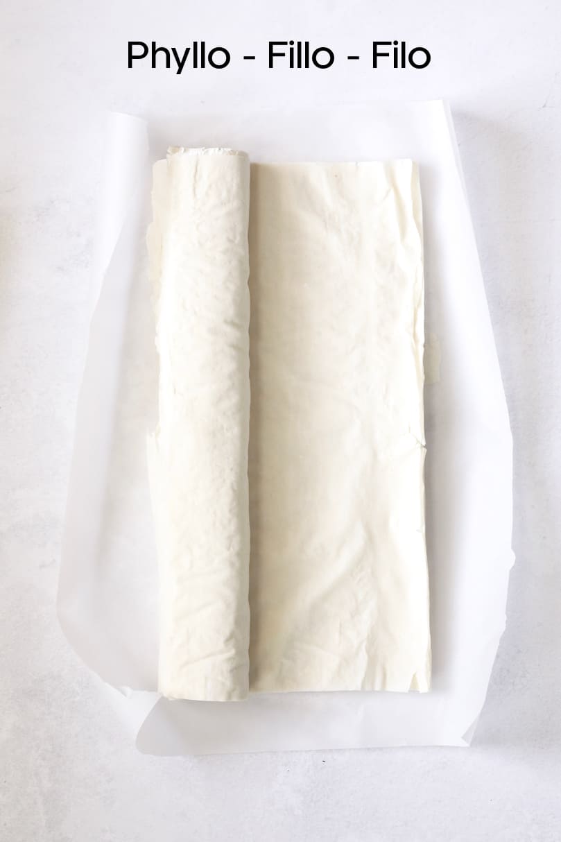 Overhead shot of phyllo/fillo/filo dough