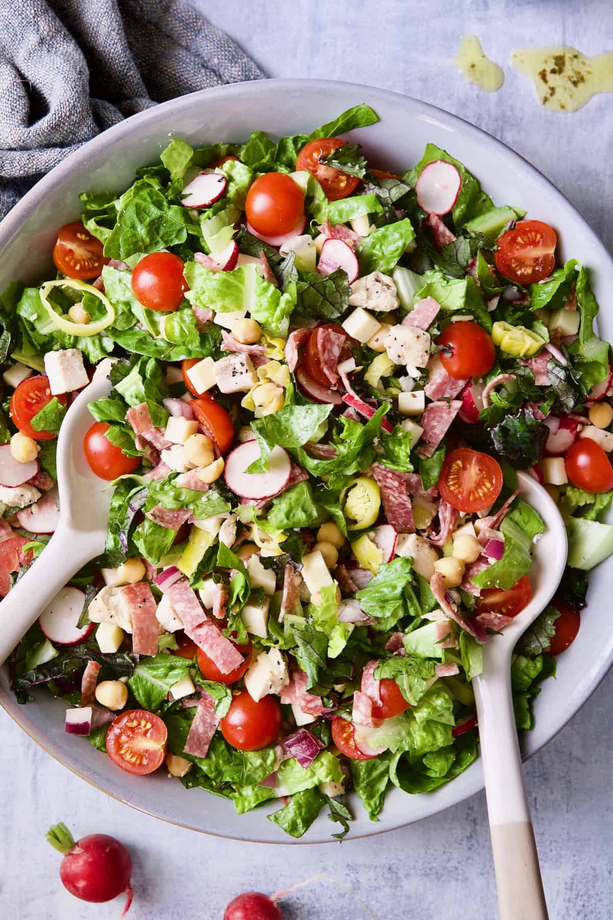 Close-up photo of Italian Chopped Salad with Chicken.
