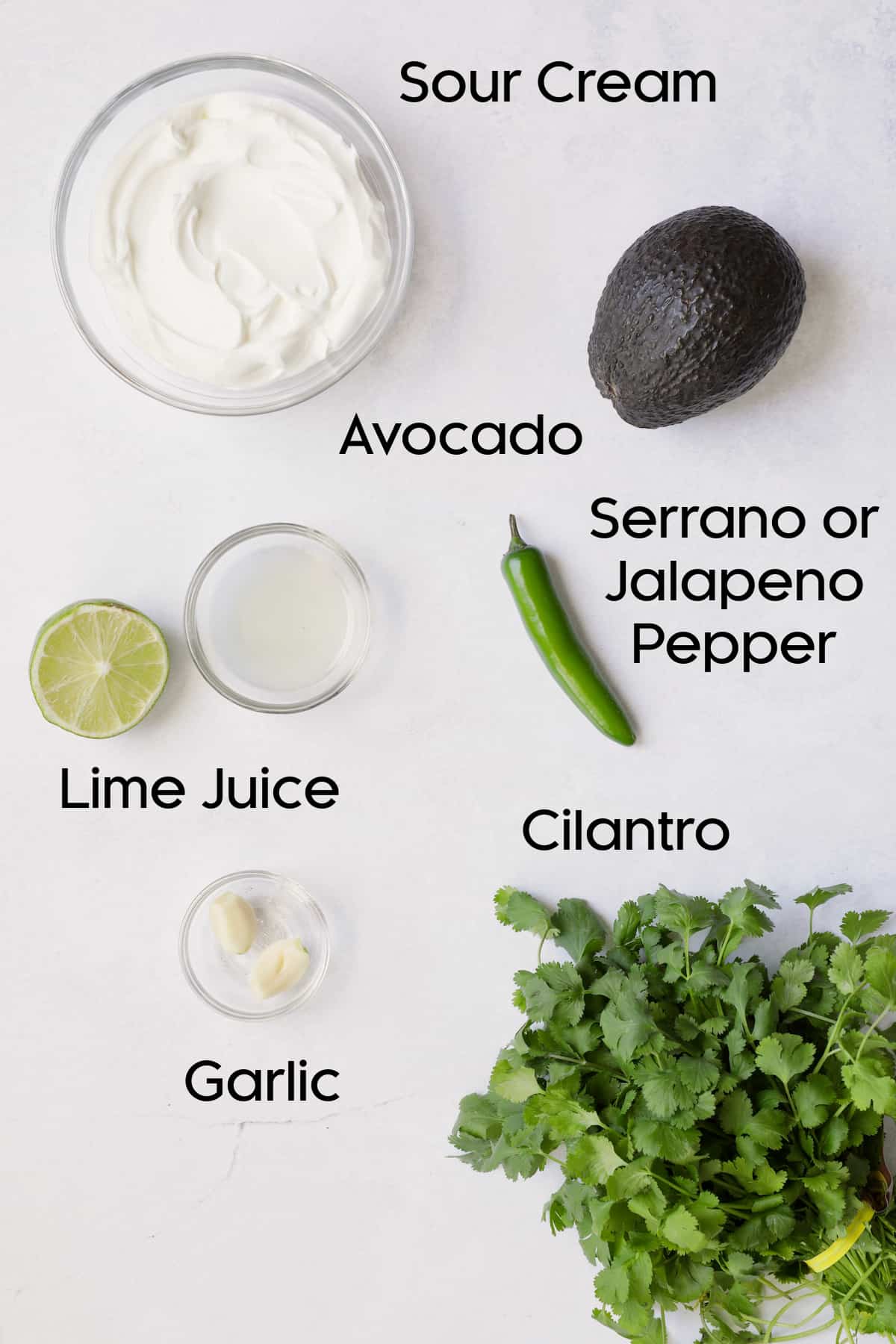 Photo of ingredients for Cilantro - Avocado Sour Cream.