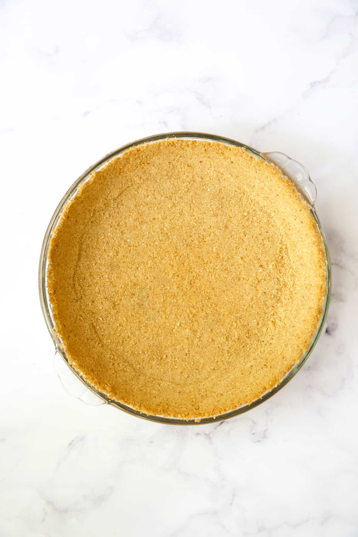 Process photo of baked graham cracker crust.
