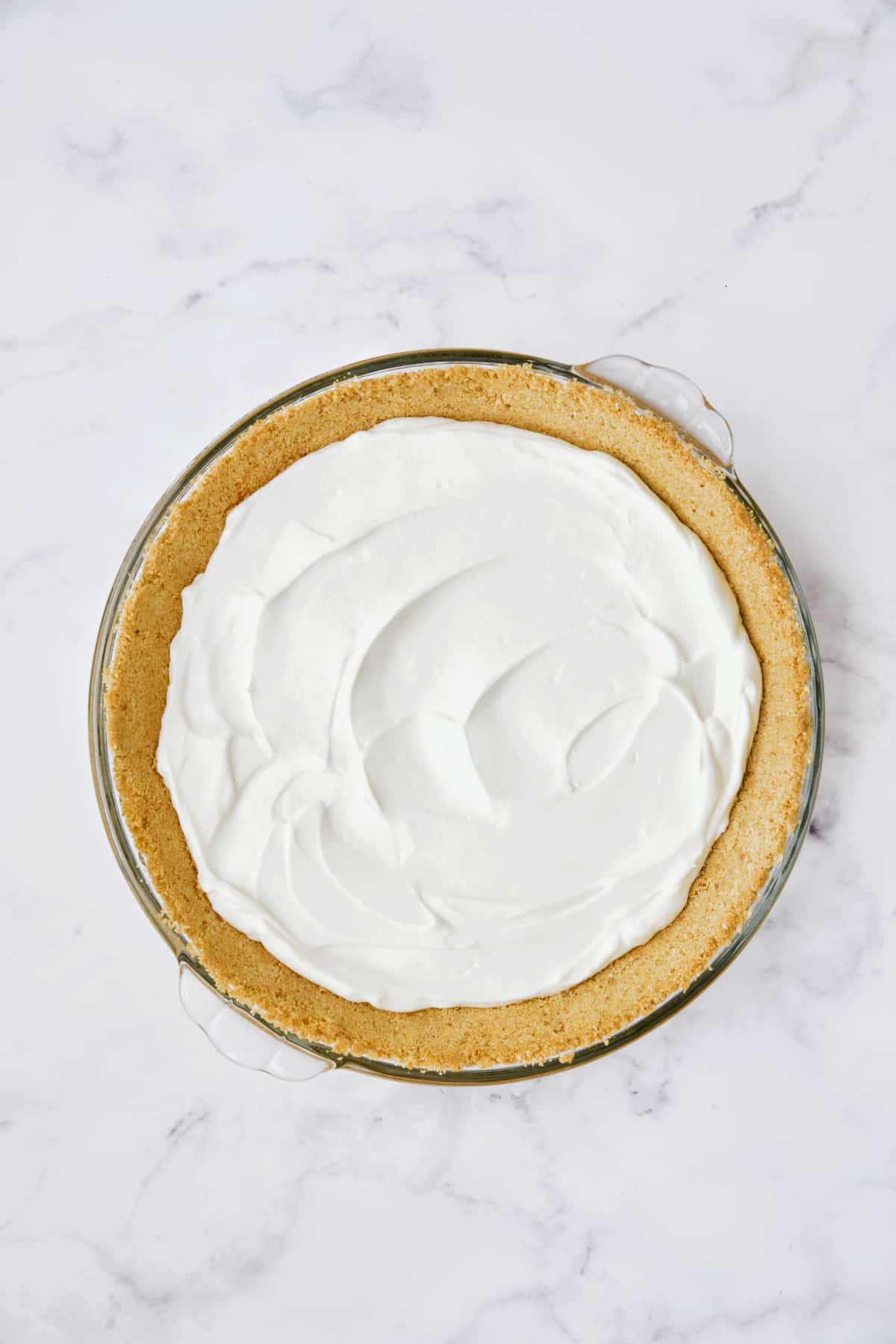 Photo of cream cheese layer for Blueberry Cream Cheese Pie.