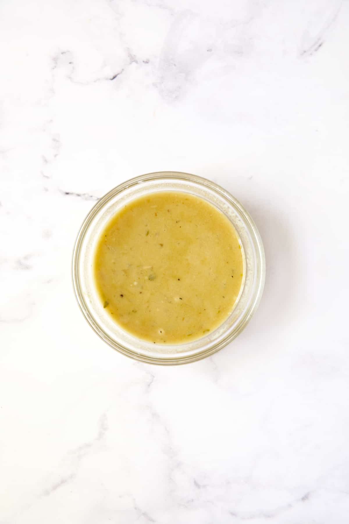 Slurry in glass bowl for Dijon Mustard Sauce.