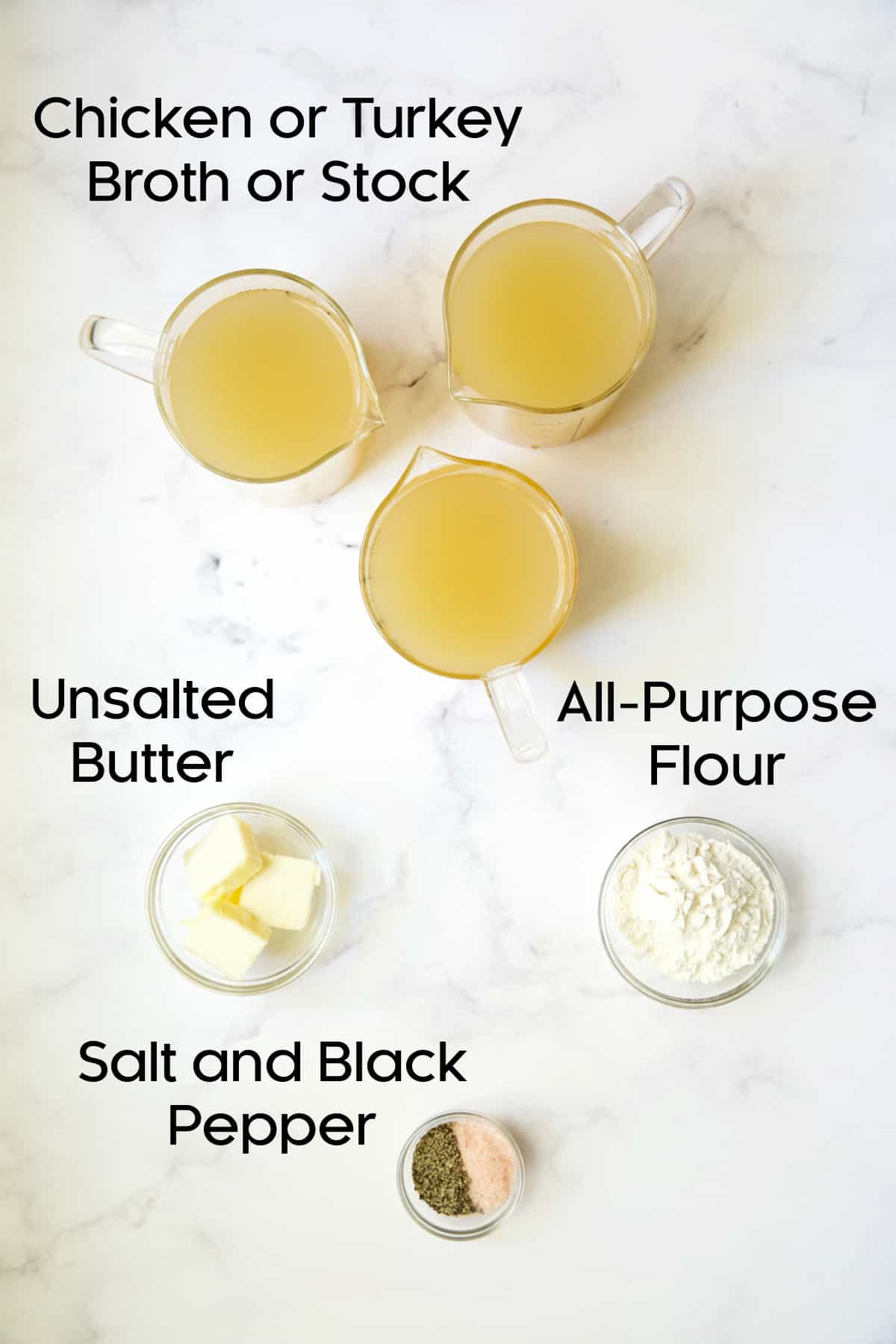 Ingredients for How to Make Gravy Without Drippings.