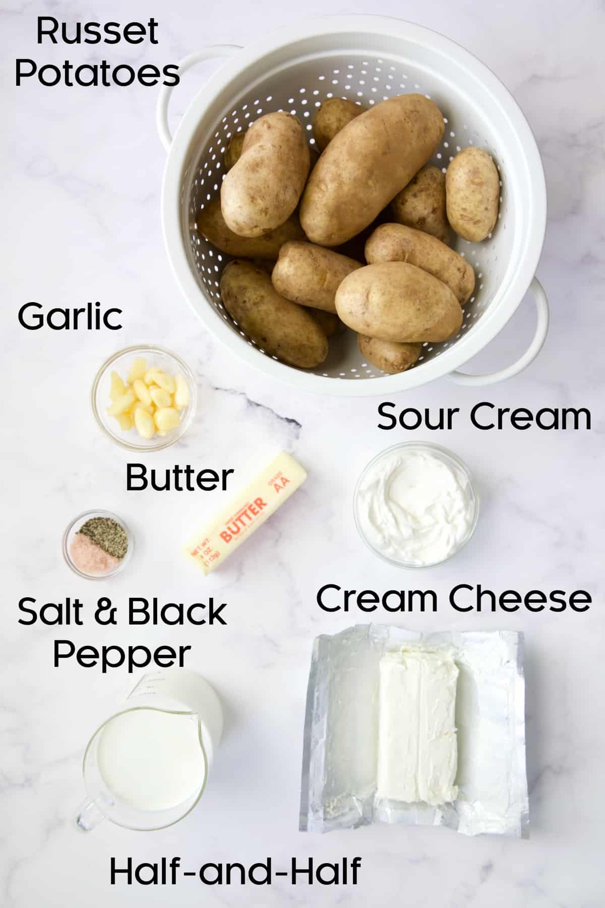 Ingredients for Make-Ahead Mashed Potatoes.