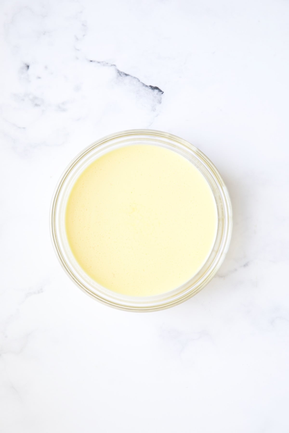 Custard for tortilla in glass bowl.