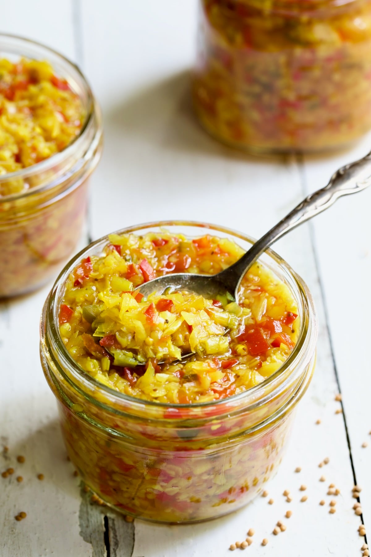 Three jars of Ramp and Pepper Relish.