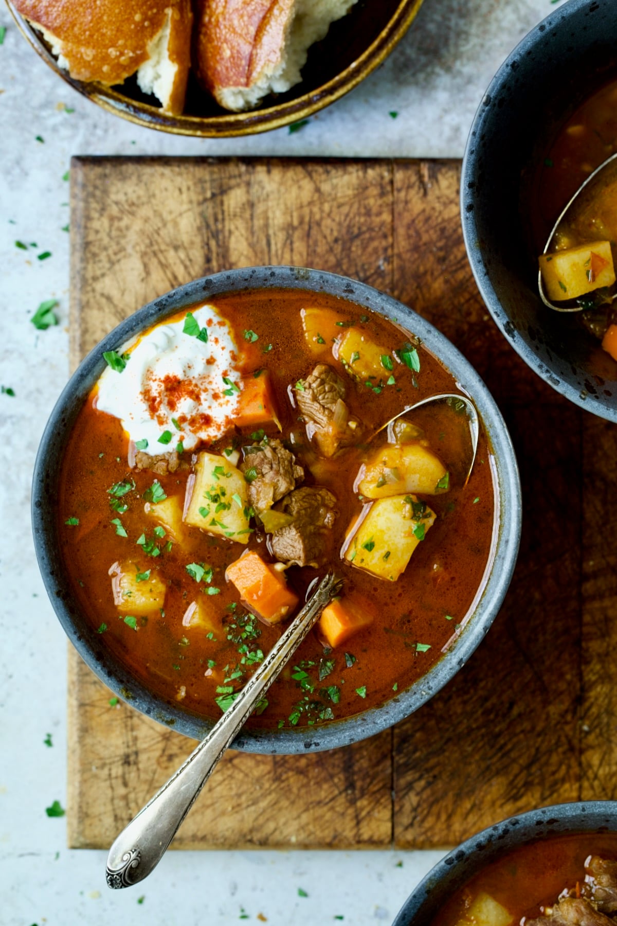 Bowl of Traditional Hungarian Goulash Soup Recipe.