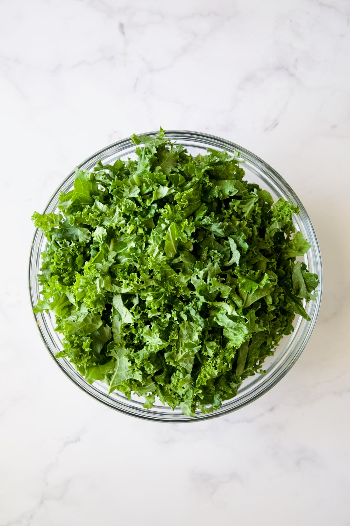 Kale in glass bowl.
