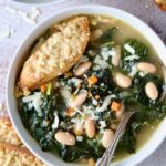 One bowl of White Bean Kale Soup with Parmesan Toast.