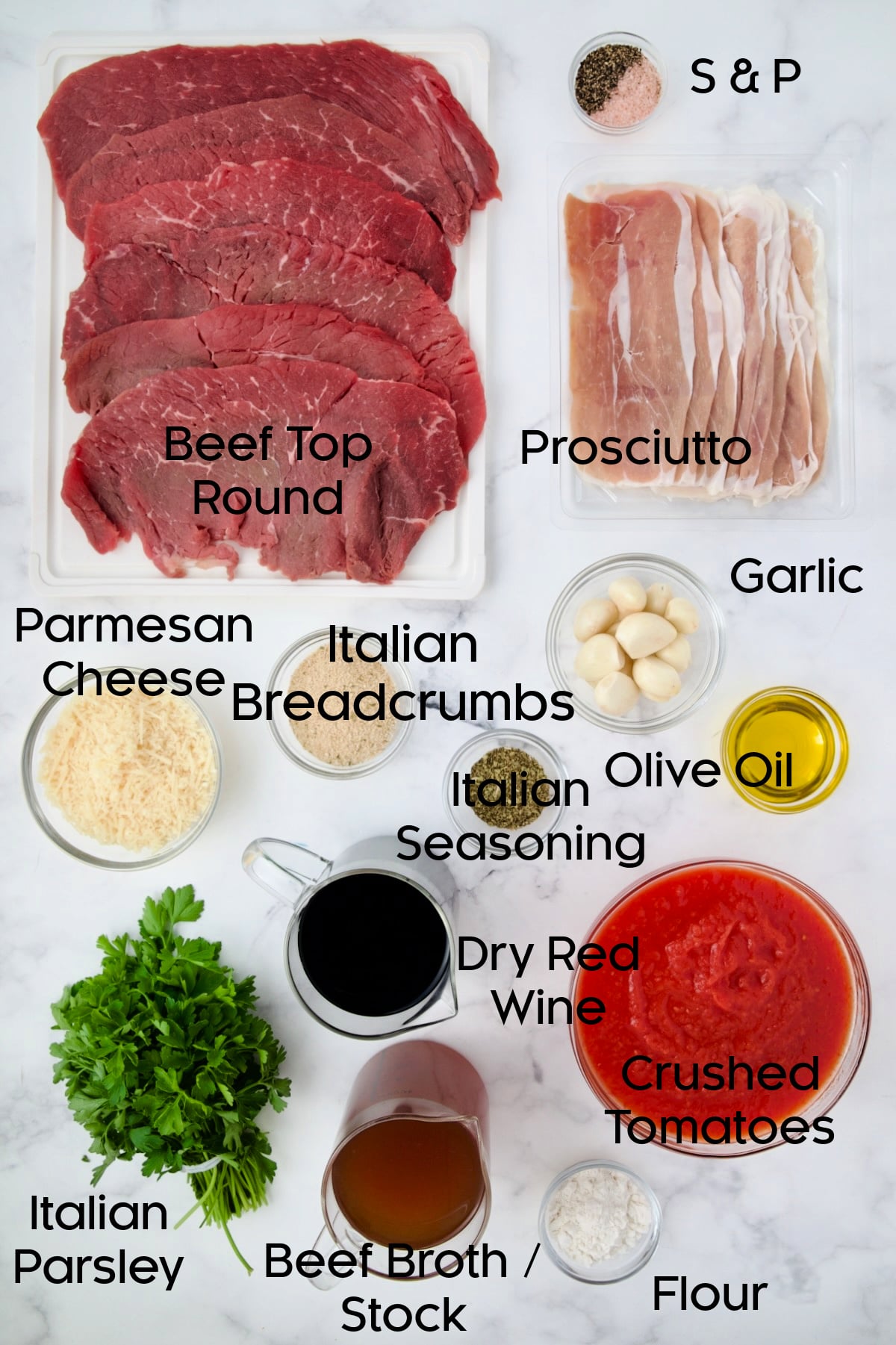 Ingredients for Beef Braciole.