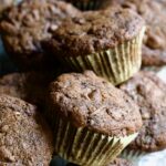 Pile of Chocolate and Zucchini Muffins.