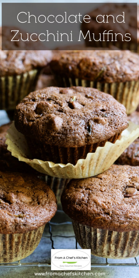 Pinterest graphic for Chocolate and Zucchini Muffins.