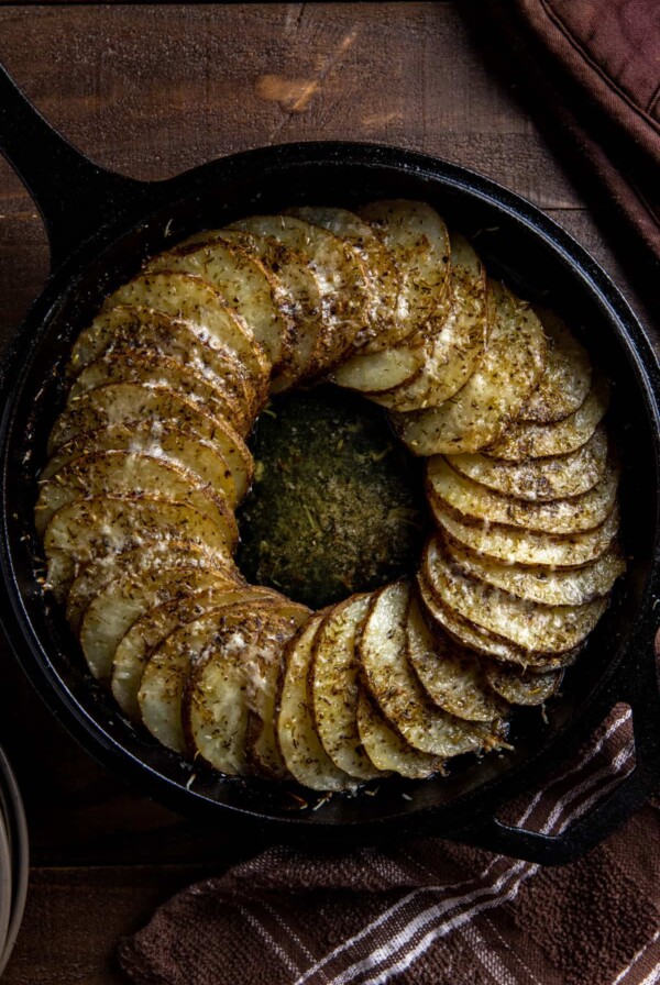 Cast Iron Skillet Potatoes in cast iron.