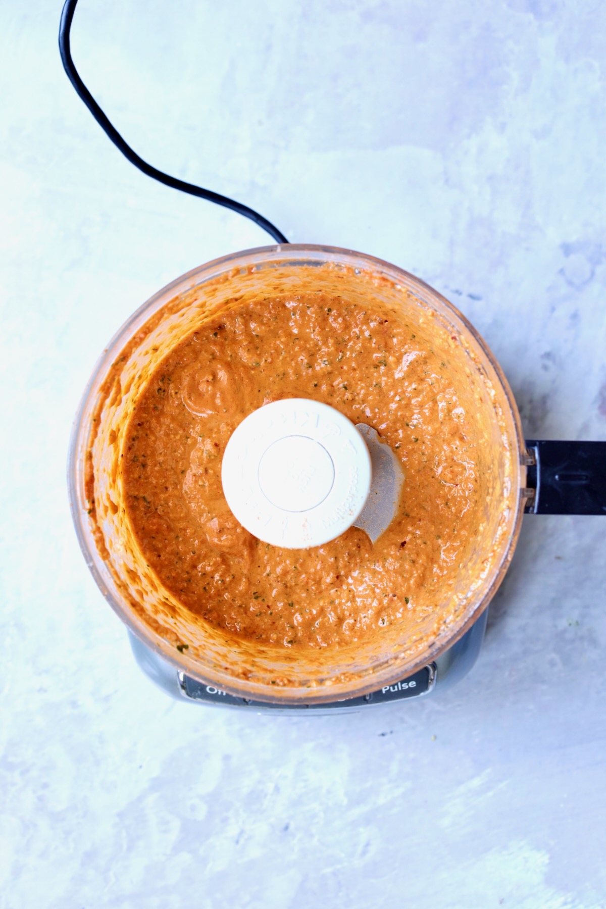 Romesco sauce in food processor.