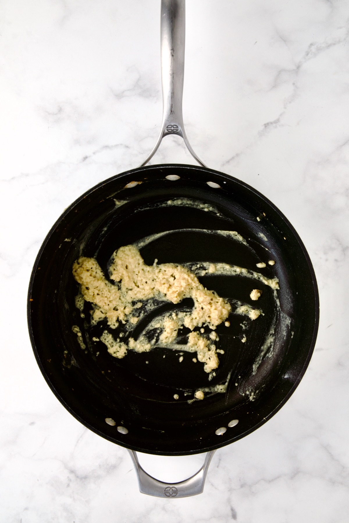 Butter and flour combination in nonstick skillet.