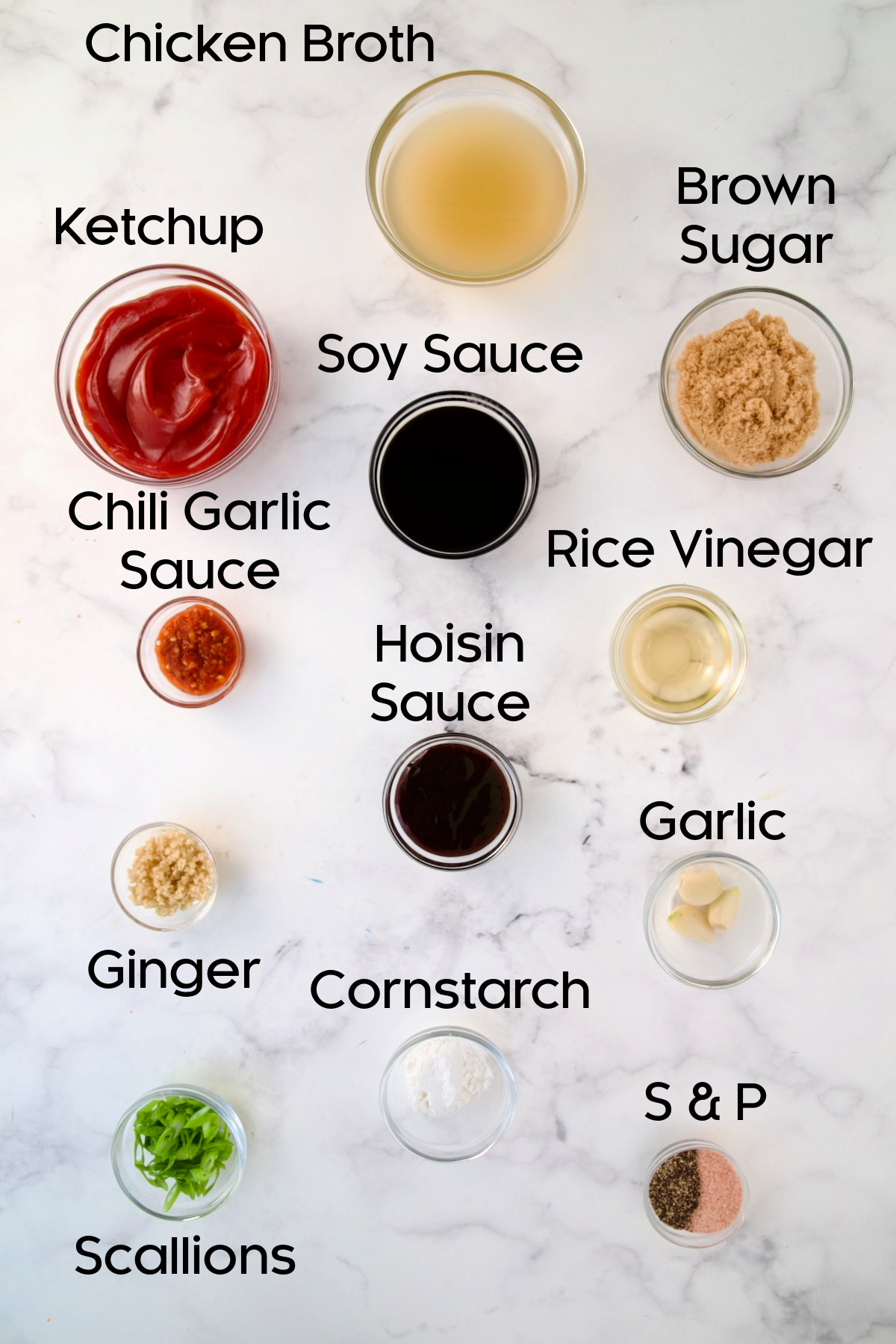 Ingredients for Asian Chicken Meatballs in glass bowls.