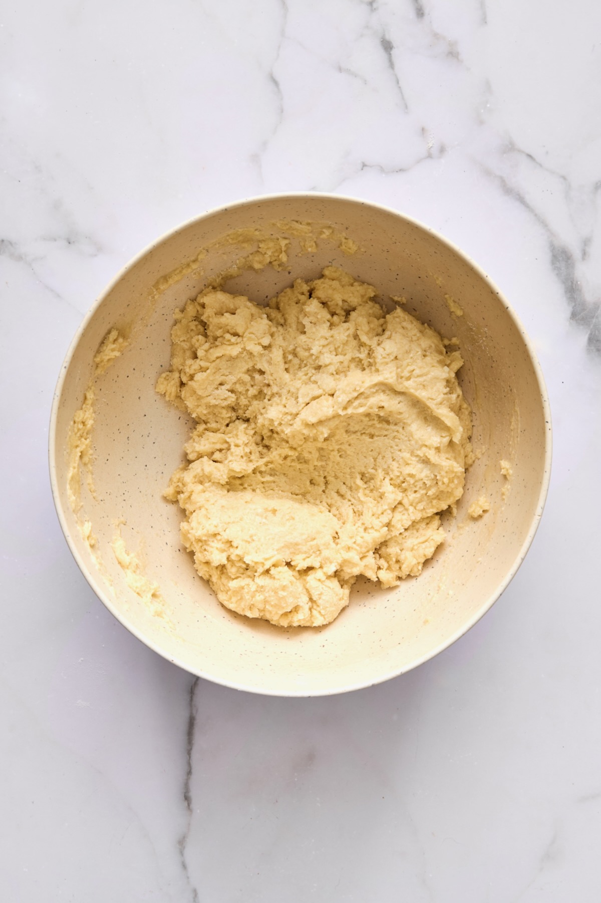 Batter for coffee cake in bowl.