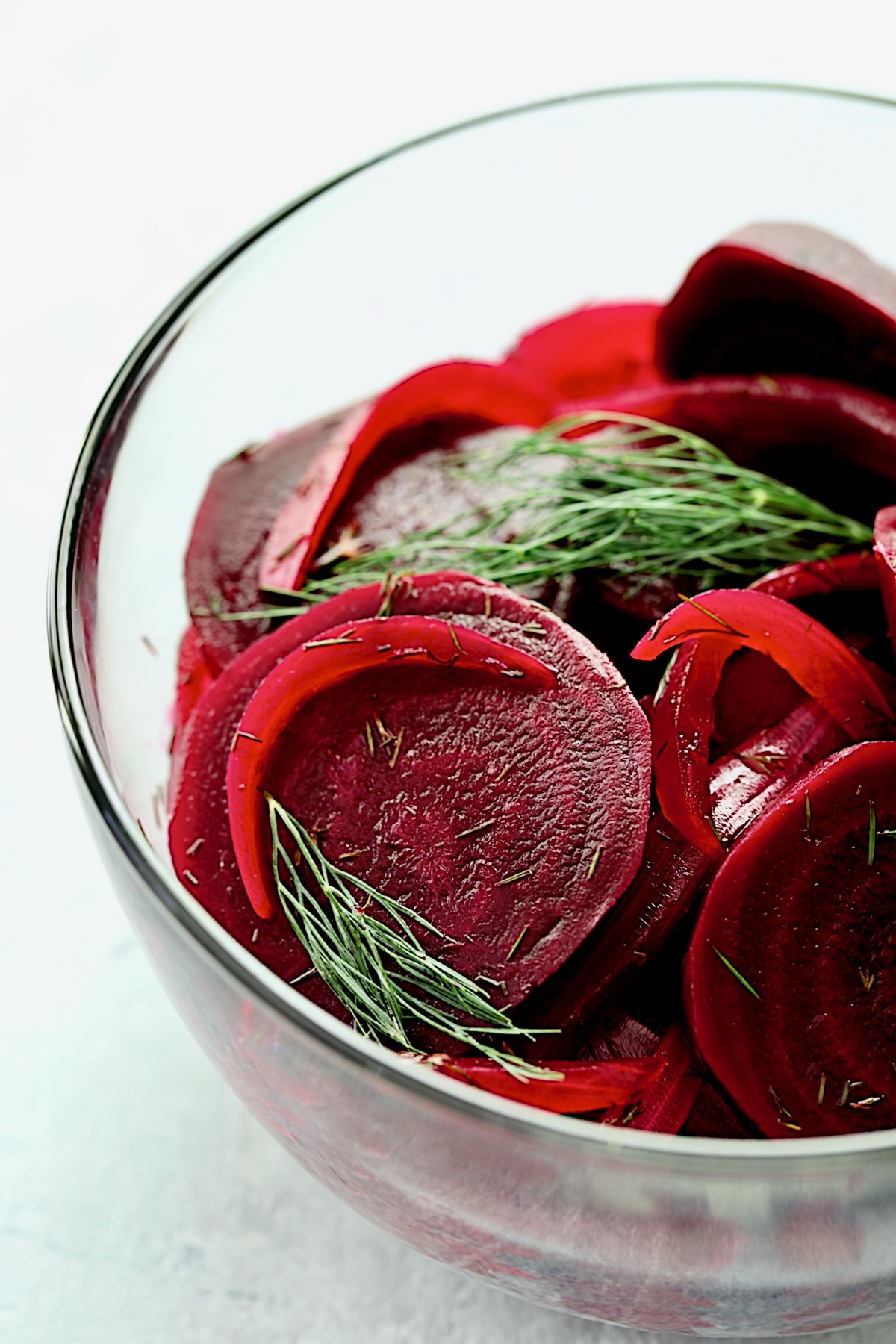 Refrigerator Pickled Beets in a glass bowl.
