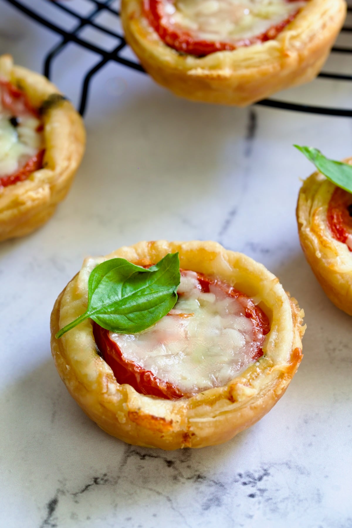 Close-up of a Mini Southern Tomato Pie.